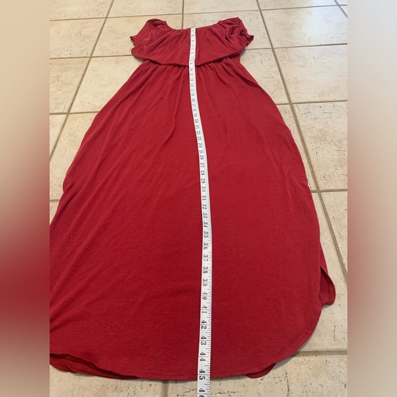Flowy Red Off-the-Shoulder Maxi Dress - Boho Chic- S - Picture 7 of 7